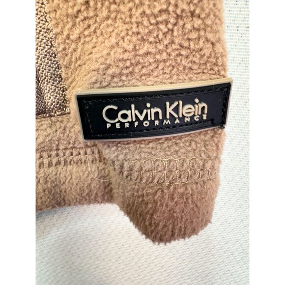 Calvin Klein Performance Womens Fleece Vest Small Tan Zip-Up Pockets - Picture 2 of 10